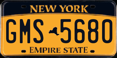 NY license plate GMS5680