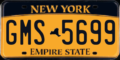 NY license plate GMS5699