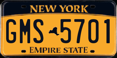 NY license plate GMS5701