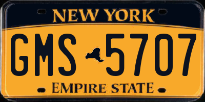 NY license plate GMS5707