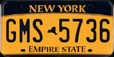 NY license plate GMS5736