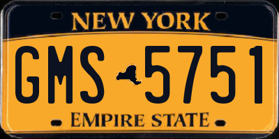 NY license plate GMS5751