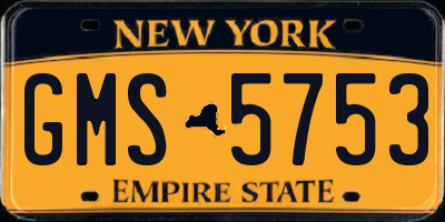 NY license plate GMS5753