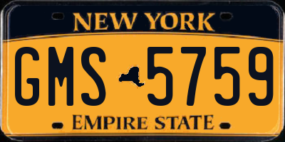 NY license plate GMS5759