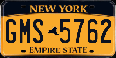 NY license plate GMS5762