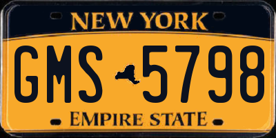 NY license plate GMS5798