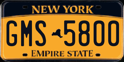 NY license plate GMS5800