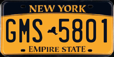 NY license plate GMS5801