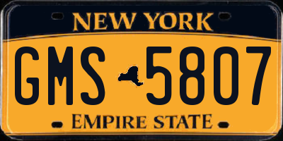 NY license plate GMS5807