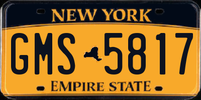 NY license plate GMS5817