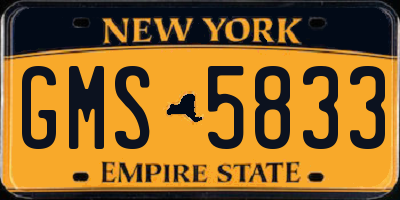 NY license plate GMS5833