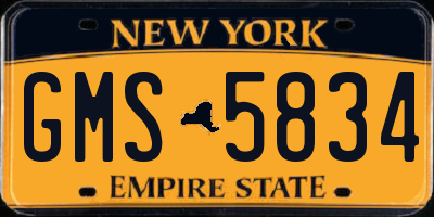 NY license plate GMS5834