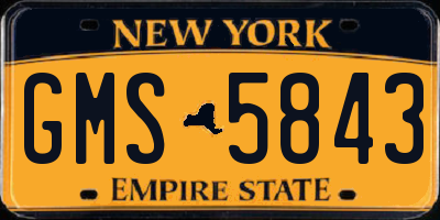 NY license plate GMS5843