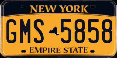 NY license plate GMS5858