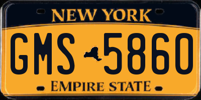 NY license plate GMS5860