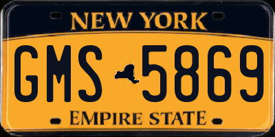 NY license plate GMS5869