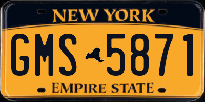 NY license plate GMS5871