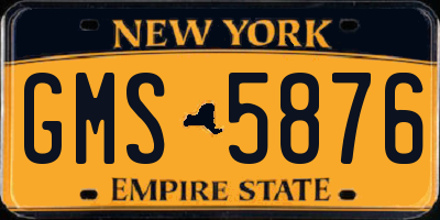 NY license plate GMS5876