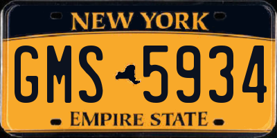 NY license plate GMS5934