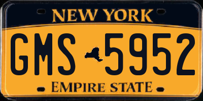 NY license plate GMS5952