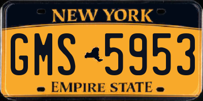 NY license plate GMS5953