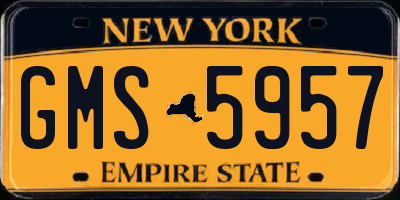 NY license plate GMS5957