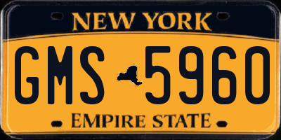 NY license plate GMS5960