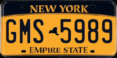 NY license plate GMS5989