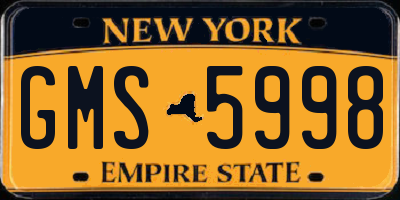 NY license plate GMS5998