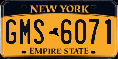 NY license plate GMS6071