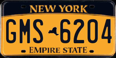 NY license plate GMS6204