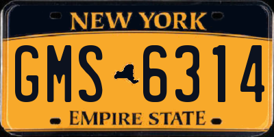 NY license plate GMS6314