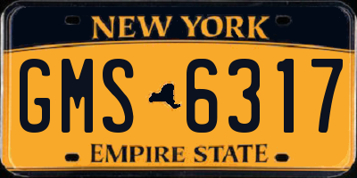 NY license plate GMS6317