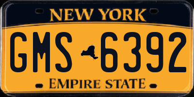 NY license plate GMS6392