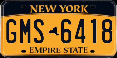 NY license plate GMS6418