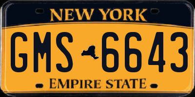 NY license plate GMS6643