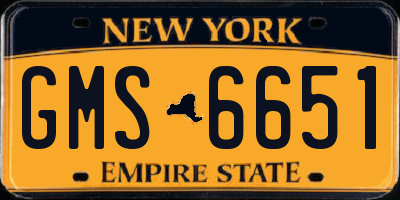 NY license plate GMS6651
