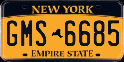 NY license plate GMS6685