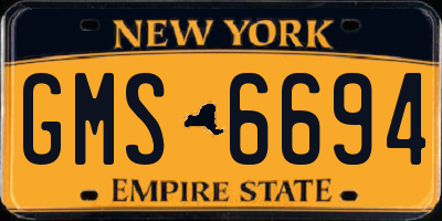 NY license plate GMS6694