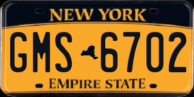 NY license plate GMS6702