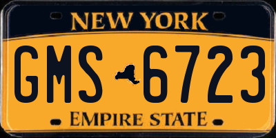 NY license plate GMS6723