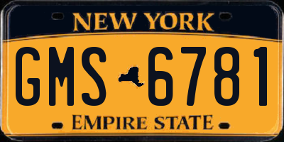 NY license plate GMS6781