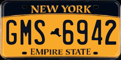 NY license plate GMS6942