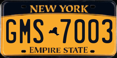 NY license plate GMS7003