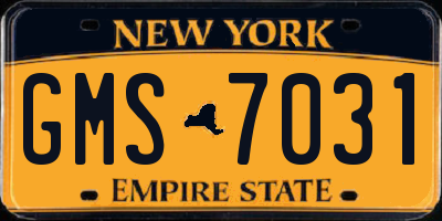 NY license plate GMS7031