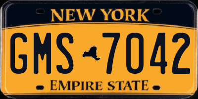NY license plate GMS7042
