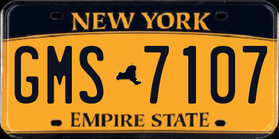 NY license plate GMS7107