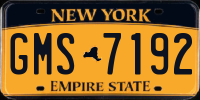 NY license plate GMS7192