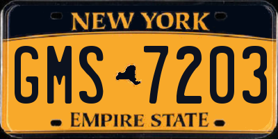 NY license plate GMS7203
