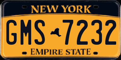 NY license plate GMS7232